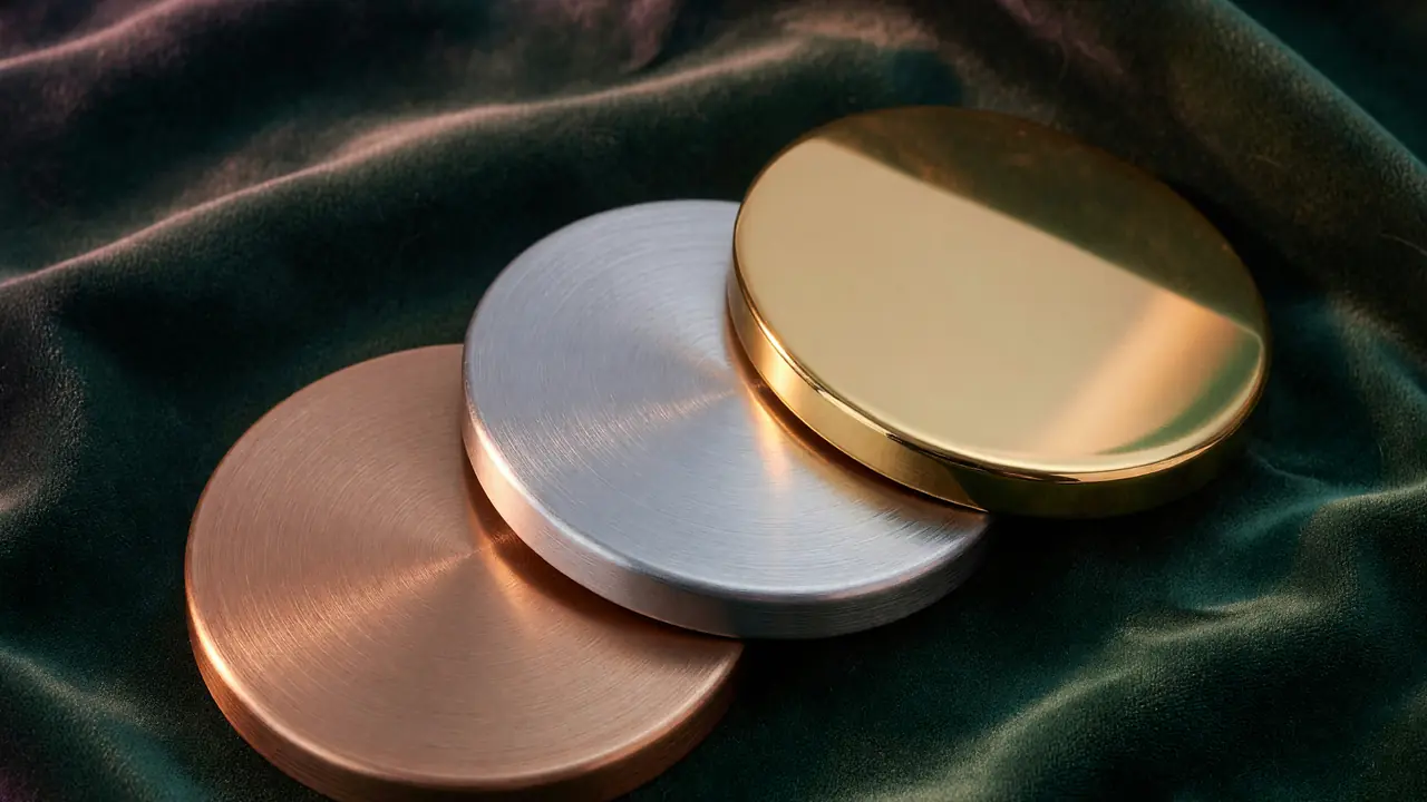 A stack of polished bronze and gold tier-coins on velvet